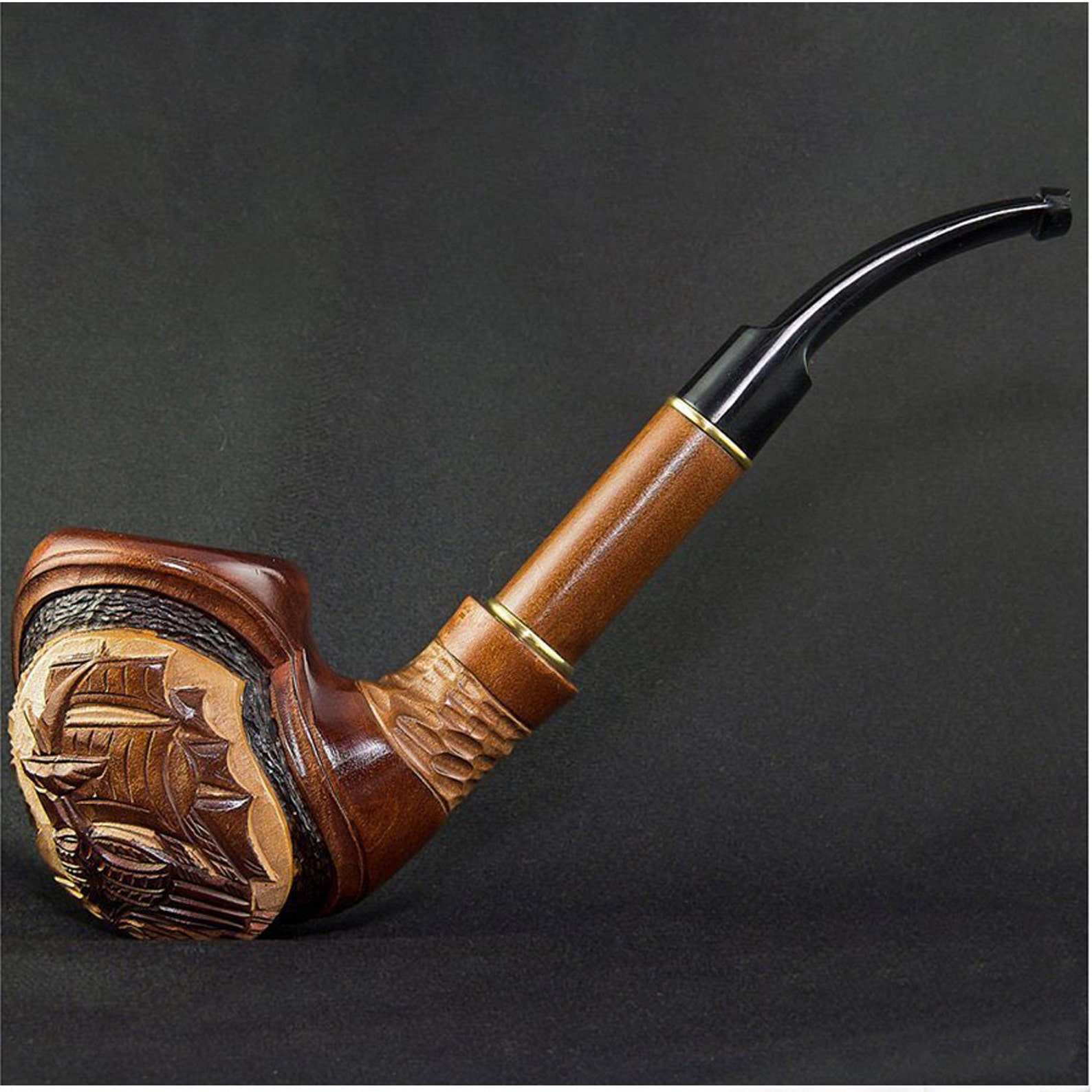 7 36 Long Carved Wooden Smoking Pipe With Cooling And For Etsy