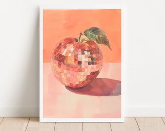 Peach Disco Ball Digital Download Disco Ball Peach Wall Art Disco Poster Trendy House Poster Aesthetic Art Food Wall Art Disco Home Art