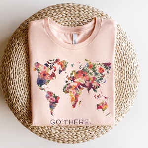 Watercolor World Map Sweatshirt, Travel Lover Gift, Wanderlust Shirt, Adventure Shirt, Go There Sweater, Women’s Travel Tee