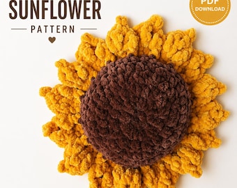 Patrón de crochet para almohada de girasoles / Hilado de chenilla voluminoso DIY (PDF)