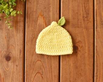 Crochet Lemon Baby Hat, Newborn Photo Prop