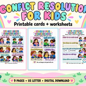 Kit de resolución de conflictos para niños: Tarjetas y hojas de trabajo para la resolución de problemas
