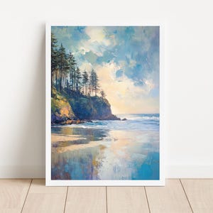 Coastal Cliff Sunset Print - Vibrant Ocean Digital Art - Beach Scene, Sunset Over the Water, Nature Decor