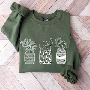 Felpa a fiori Girocollo a fiori minimalista Felpa vintage Felpa con piante Girocollo floreale Felpa girocollo da donna Girocollo