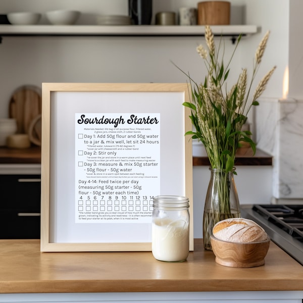 Sourdough Starter Checklist How To Make Sourdough Bread Sourdough Starter PDF Sourdough Discard Recipe Page Printable Planner Baking Kitchen