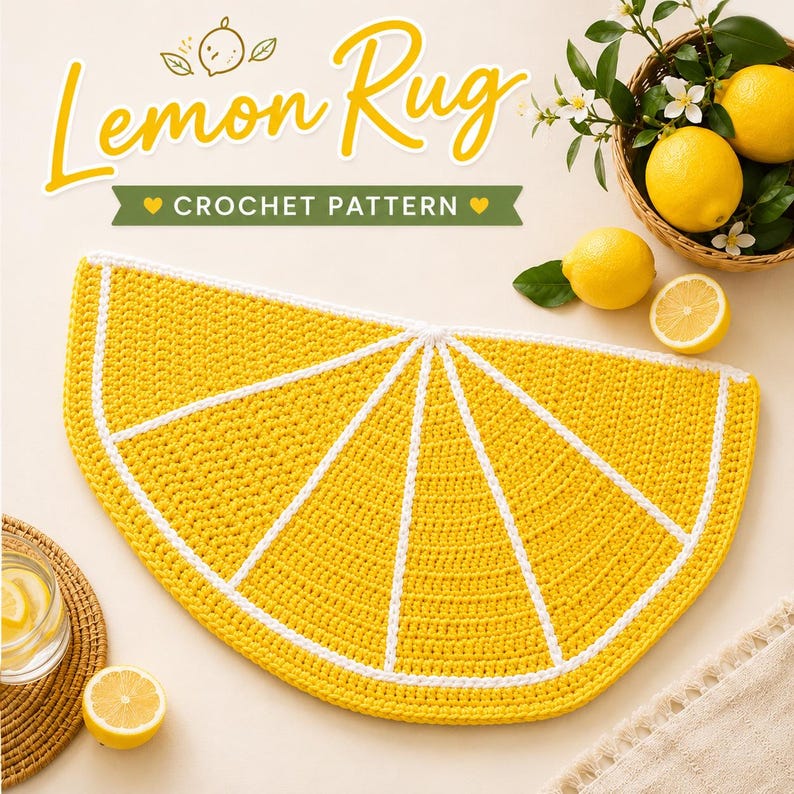 Simple Lemon Rug Lemon Rug Crochet Pattern Printable PDF Lemon Crochet Pattern Lemon Rug ...