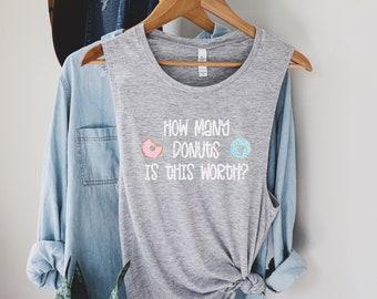 Exercise Funny Workout Tank Women’s Workout Tank Workout Shirts Women Gym Tank Funny Gym Shirt Workout Tank Top Fitness Gift for Her Donut