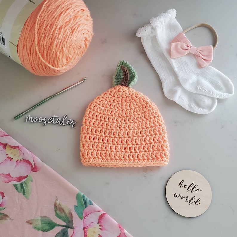 Peach Hat Baby Peach Hat Hand Knit Baby Hat Newborn Knit Hat Etsy