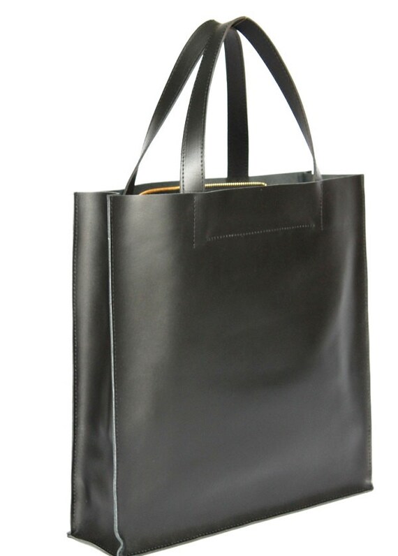 Elegant Simple Leather Bag Black Color Genuine Leather Women | Etsy