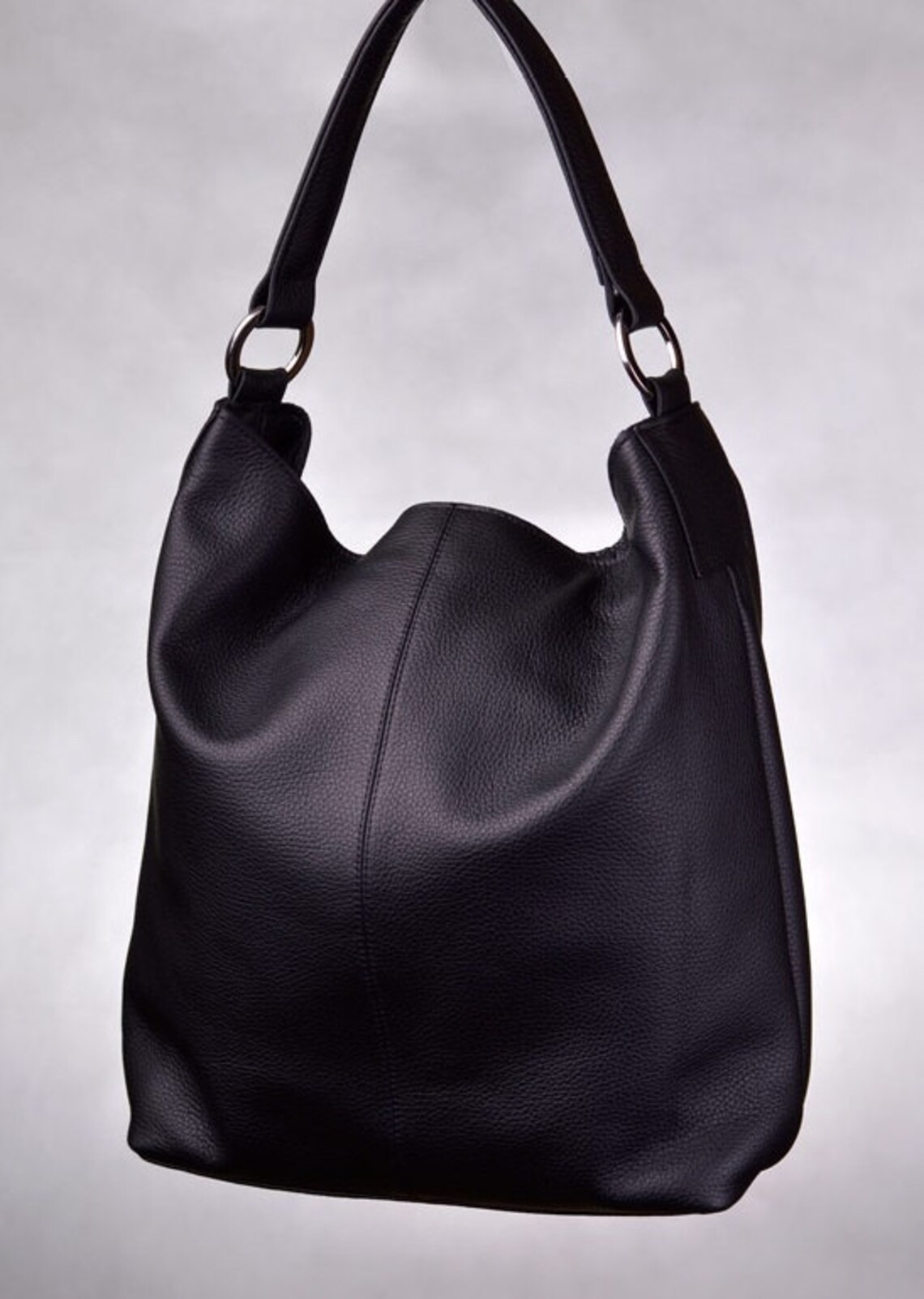 Huge Leather Tote HOBO With Long Strap Black Color - Etsy