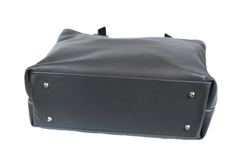 Huge Elegant Leather Bag Urban Style Tote Dark Grey Color