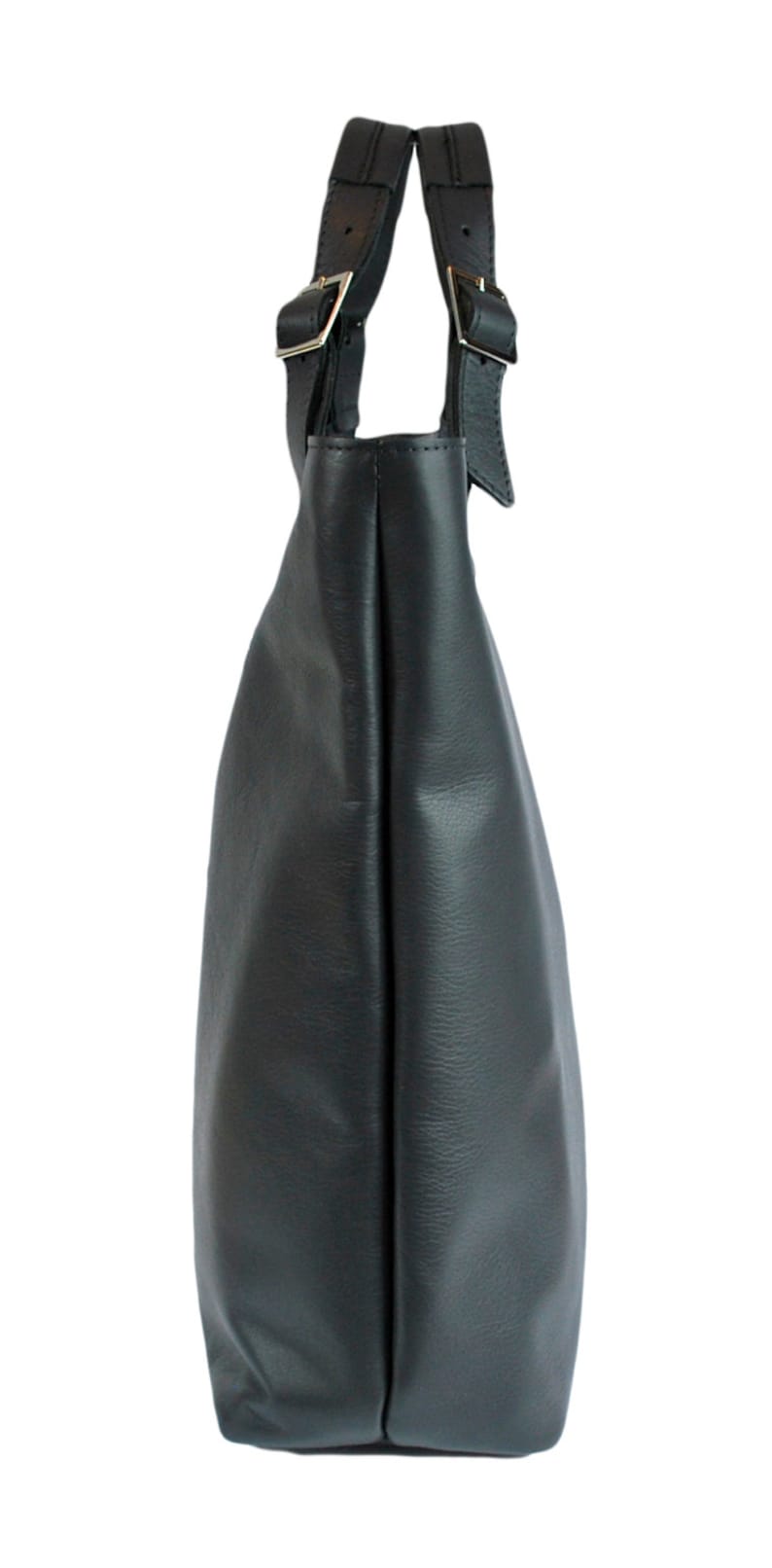 Huge Elegant Leather Bag Urban Style Tote Dark Grey Color
