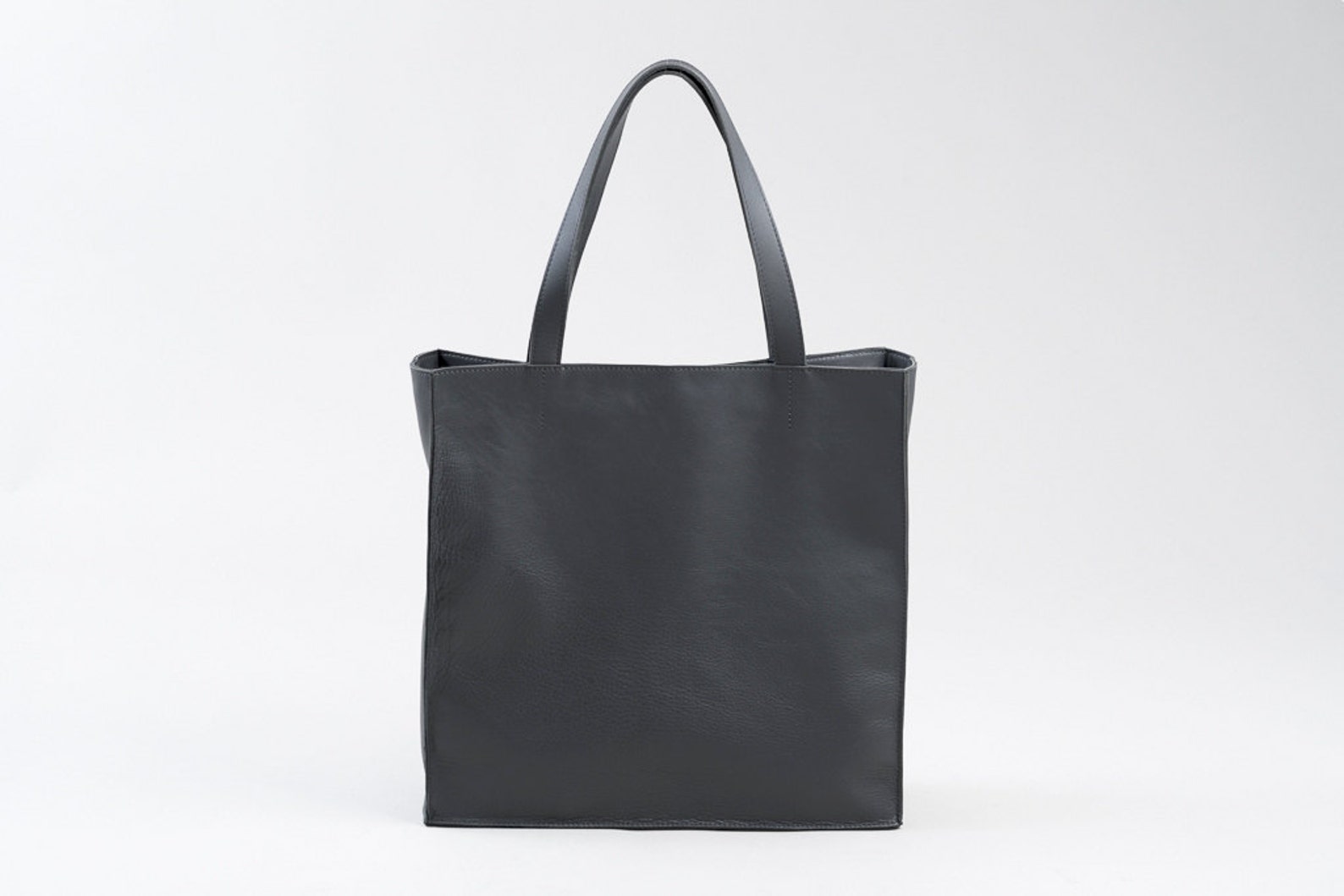 Elegant Simple Leather Bag Genuine Leather Women Tote Dark Etsy