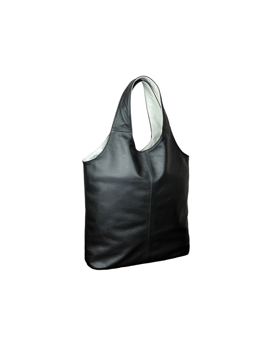 Huge Comfortable Genuine Leather Tote Black Color With Grey - Etsy