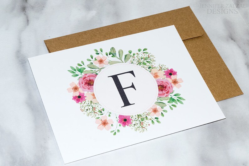 Monogram Blank Cards. Monogram Notecard Set. Rustic Notecards. | Etsy