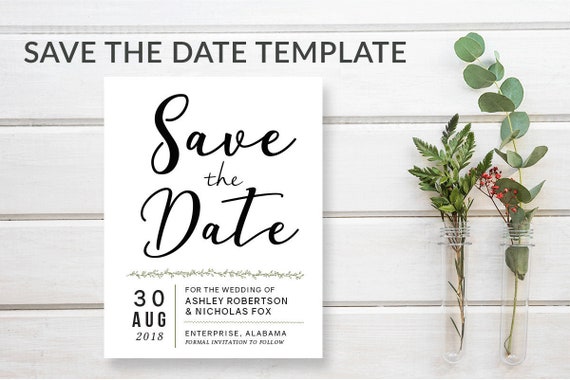 Einfache Save The Date Vorlage Download Hochzeit Ankundigung Etsy