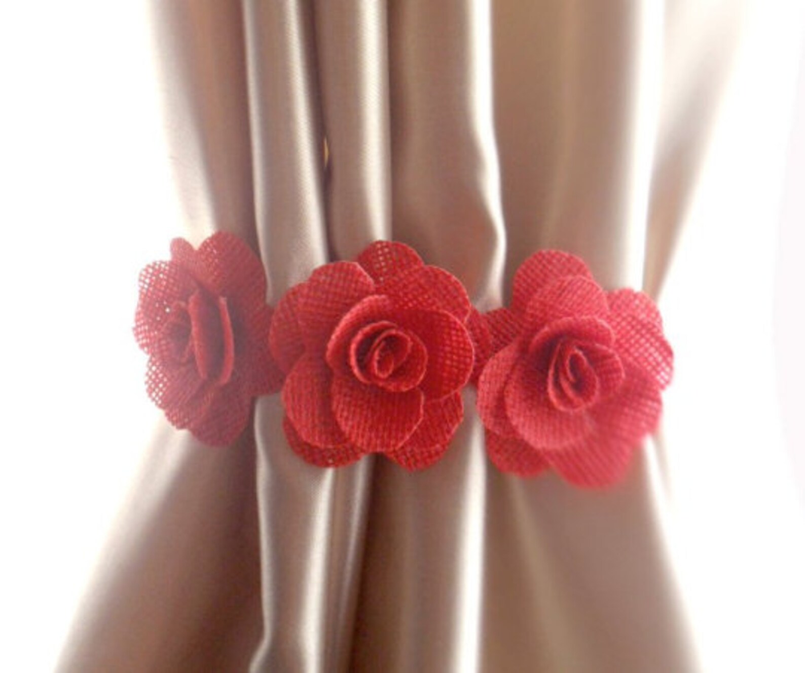 Curtain Tie Back2pcsburlap Flower Curtain Tie Backsflower Etsy