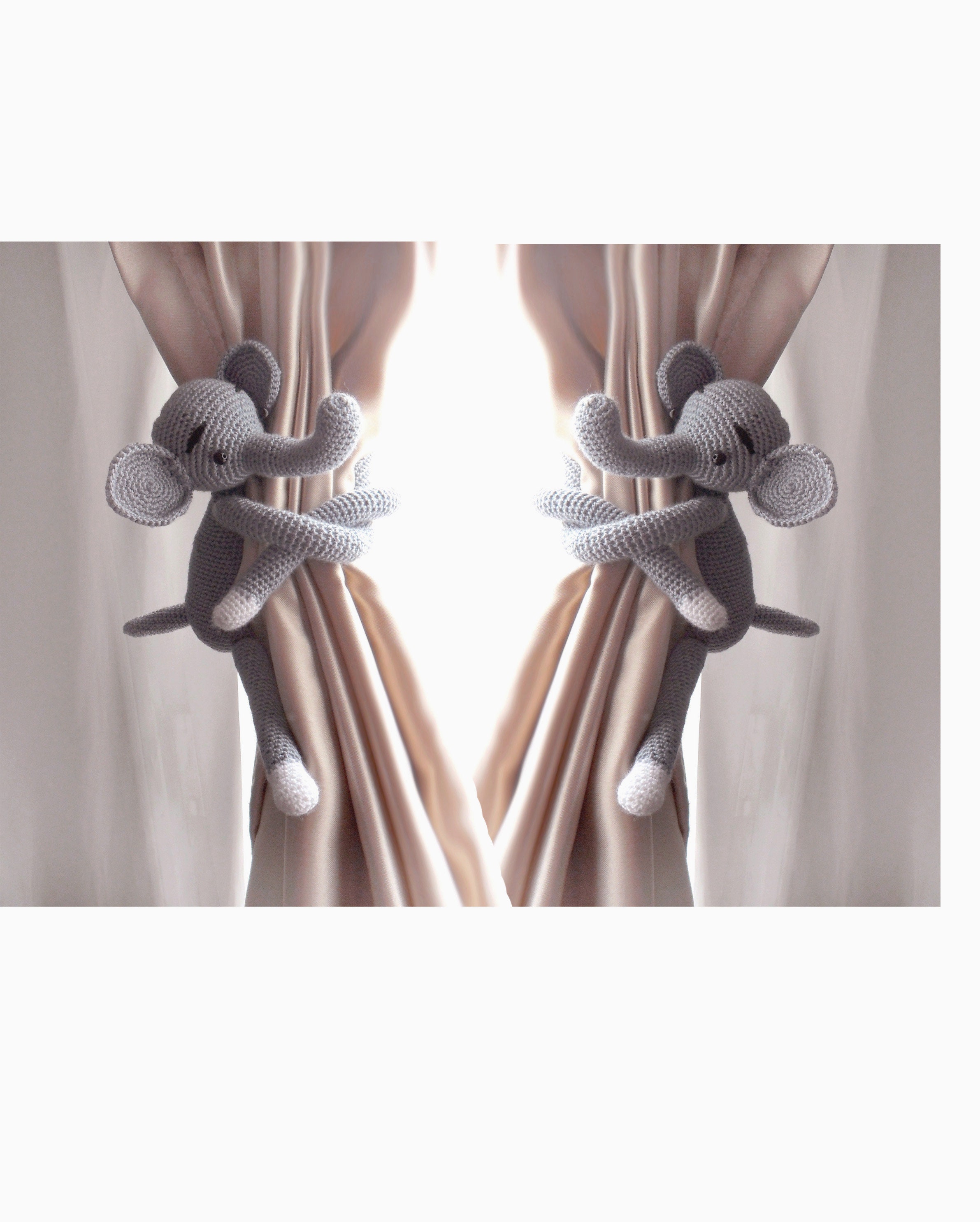Baby Elephant Curtain Tie Back1 Pcscrochet Animal Curtain Etsy UK