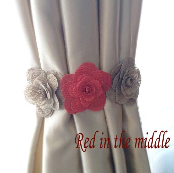 Curtain Tie Back2pcsburlap Flower Curtain Tie Backsshabby Etsy