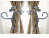 A pair,Monkey curtain tie back,Both side,kids curtains,Crochet Curtain Tie Backs,Nursery tie,Nursery curtains,Monkey curtains,kids curtains