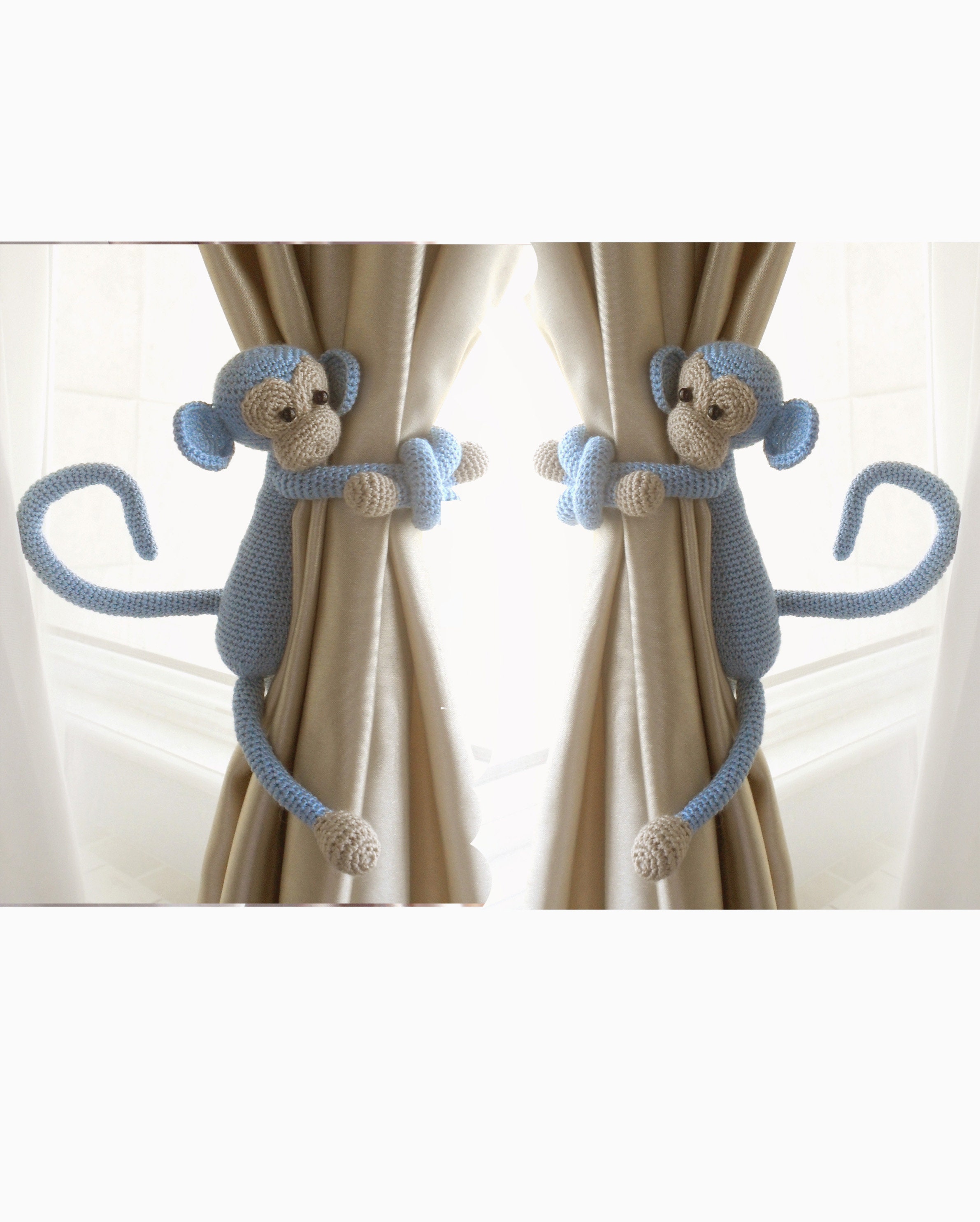 A Pair of Monkey curtain tie back/Curtain tie backs/Nursery Etsy