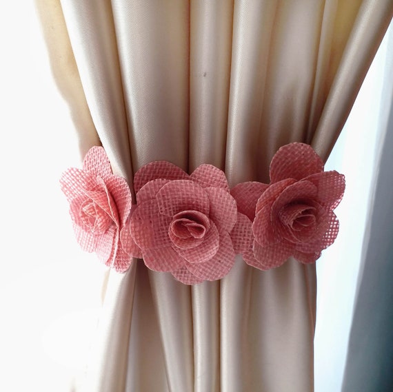 Curtain Tie Back2pcsburlap Flower Curtain Tie Backsshabby Etsy
