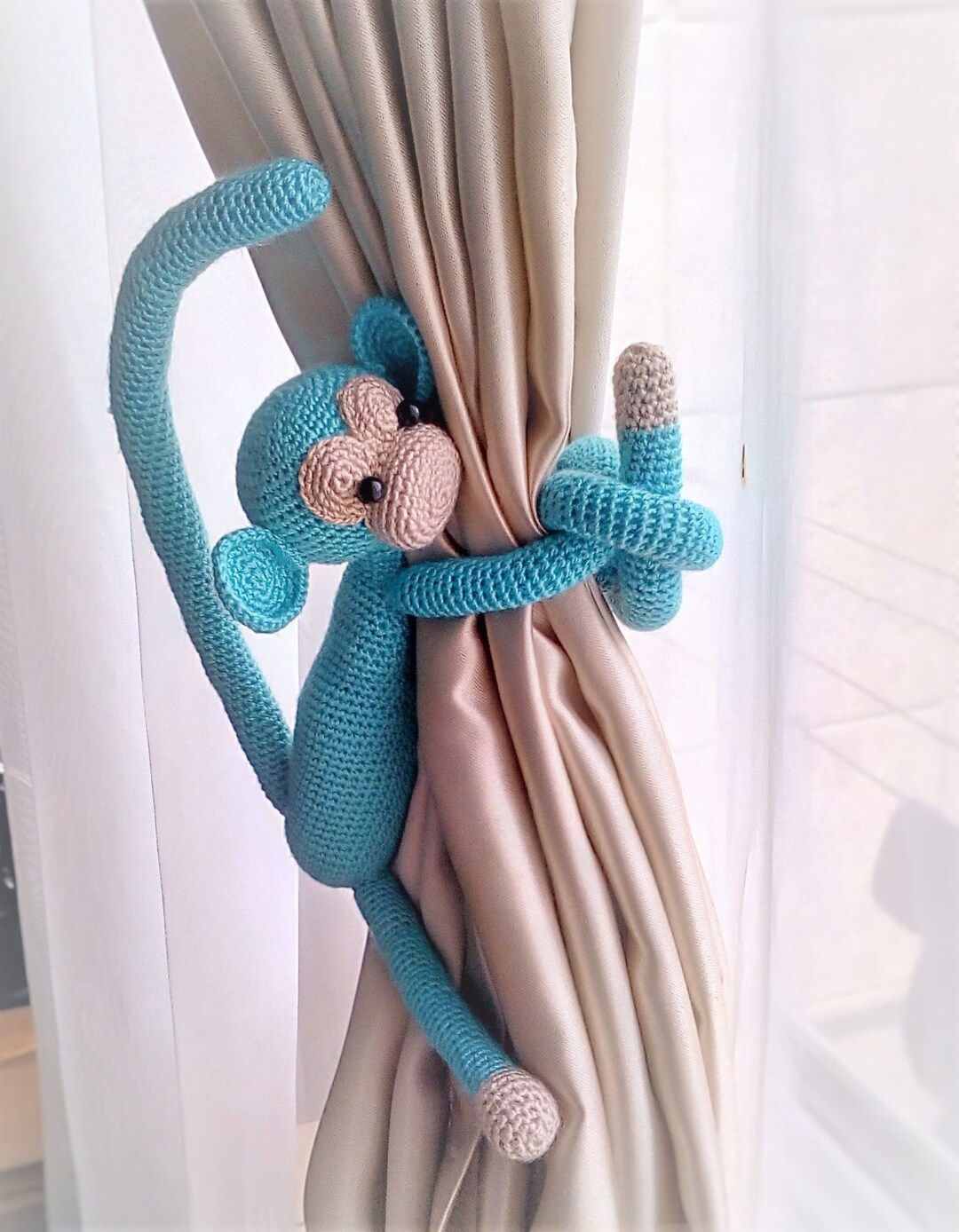 Monkey Curtain Tie Back1 Pcscrochet Monkeymonkey Etsy