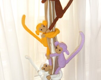 Monkey curtain tie back,1 pcs,chic curtains,crochet animal curtain tiebacks,Monkey curtains,nursery decor,baby boy curtains