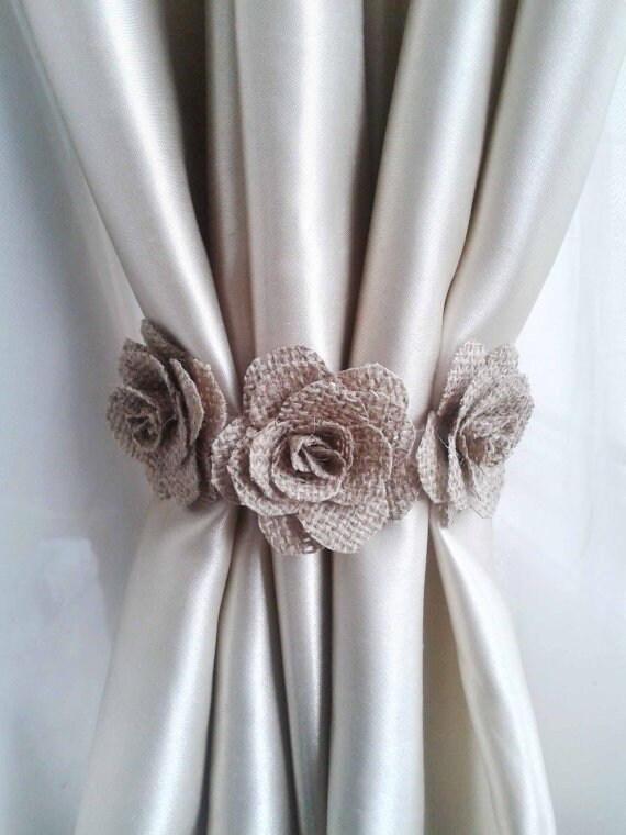 Curtain Tie Back2pcsburlap Flower Curtain Tie Backsshabby Etsy