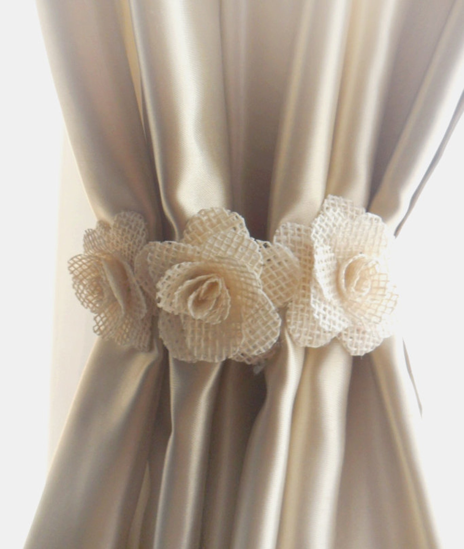 Curtain tie back2pcsBurlap Flower curtain tie backsShabby Etsy