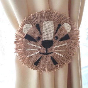Fermatende safari per cameretta dei bambini. Fermatende a forma di leone e tigre - Fermatende con animali / Tende per cameretta dei bambini, regali di decorazioni