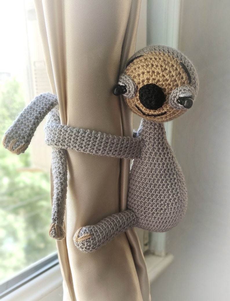 Sloth Curtain tie back safari curtain tie back 1 pcs nursery curtain tie back for curtains nursery decoration baby room curtains kids gift image 1