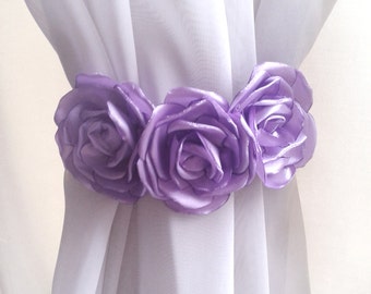 Purple floral Curtain Tie Back Set of 2 pcs / Curtain tie backs Home Decor Flower Curtain Tie Backs /Baby Kids room Nursery Decoration gifts