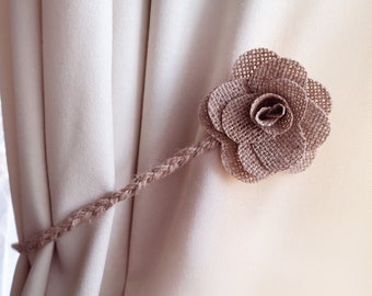 Curtain tie backs,1pcs,Magnetic curtain tie backs, Tie backs for curtains, Vintage,curtain hooks, Burlap Curtain Tie Back gift for her