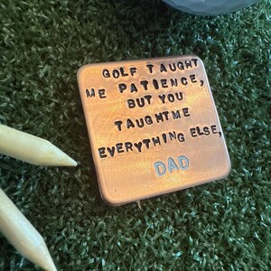 Hand-Stamped Copper Golf Ball Marker - &quot;FATHERS DAY&quot; with free optional personalization on the back