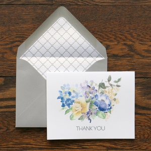 Thank You Bouquet Stationery set of 6 folded cards envelopes image 1