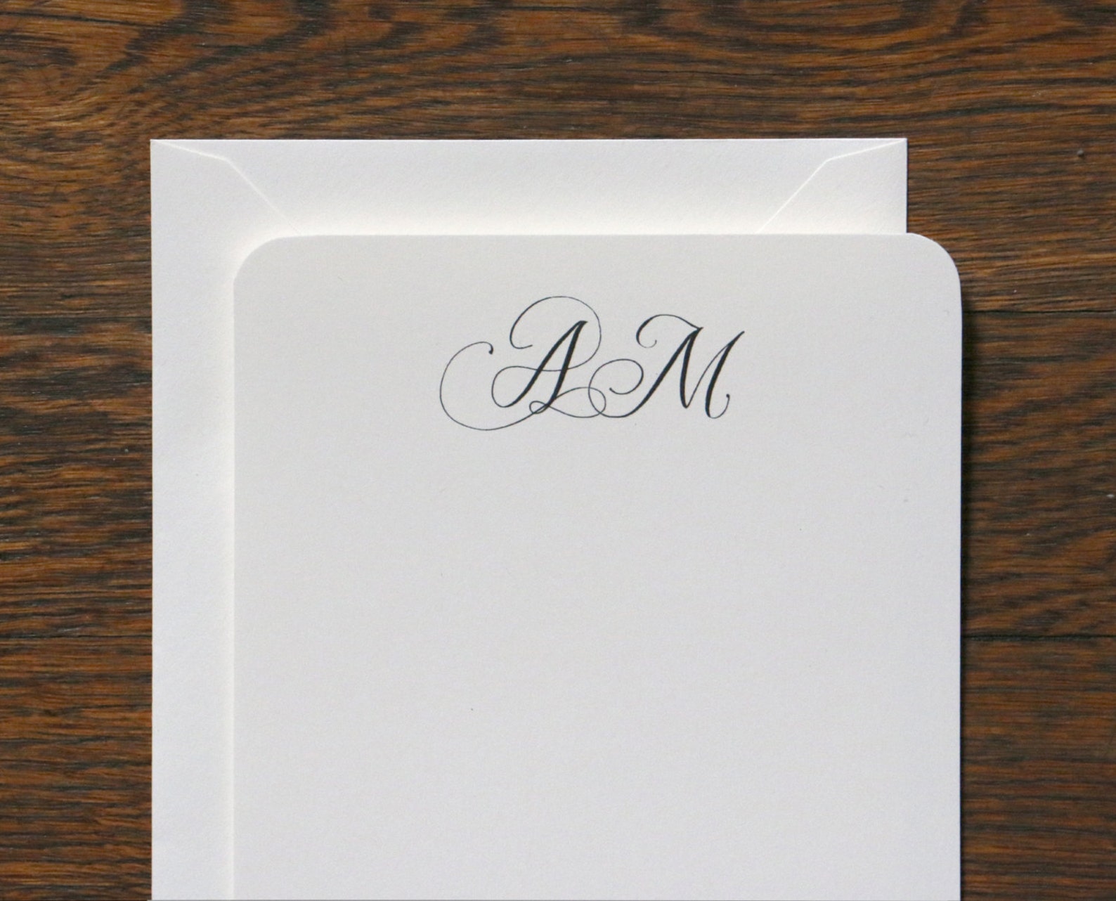 Calligraphy Monogram Stationery Set of 12 Cards Envelopes Etsy