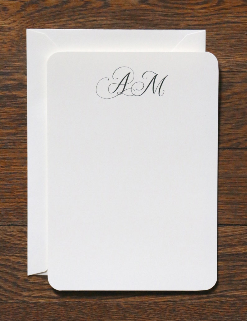 Calligraphy Monogram Stationery Set of 12 Cards Envelopes - Etsy
