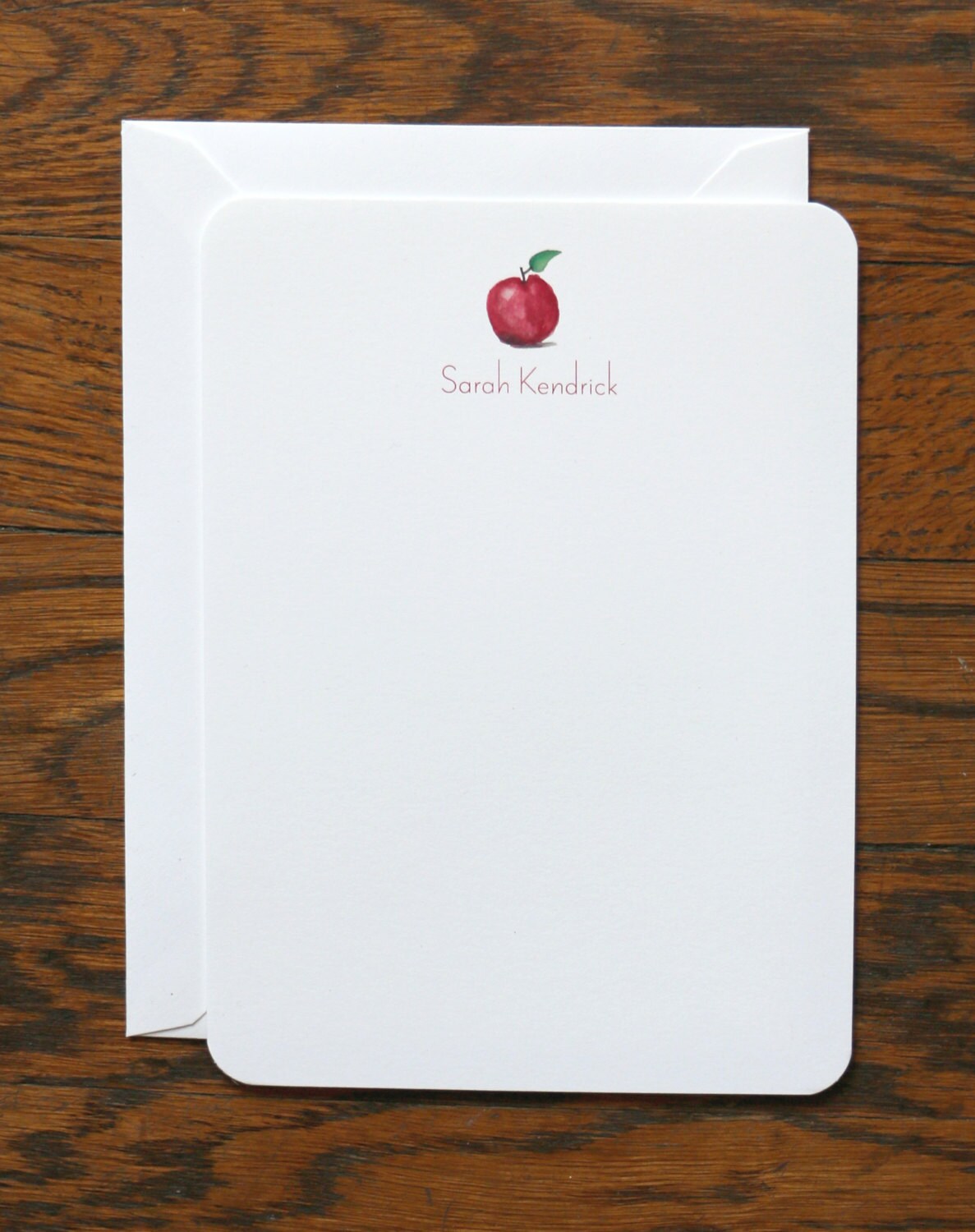 Customized Apple Stationery set of 12 cards envelopes Etsy Italia