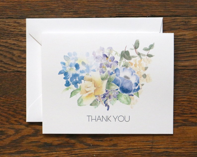 Thank You Bouquet Stationery set of 6 folded cards envelopes image 2