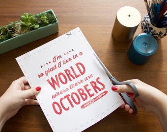 A World Where There Are Octobers Watercolor Printable - 8"x10" - INSTANT DOWNLOAD