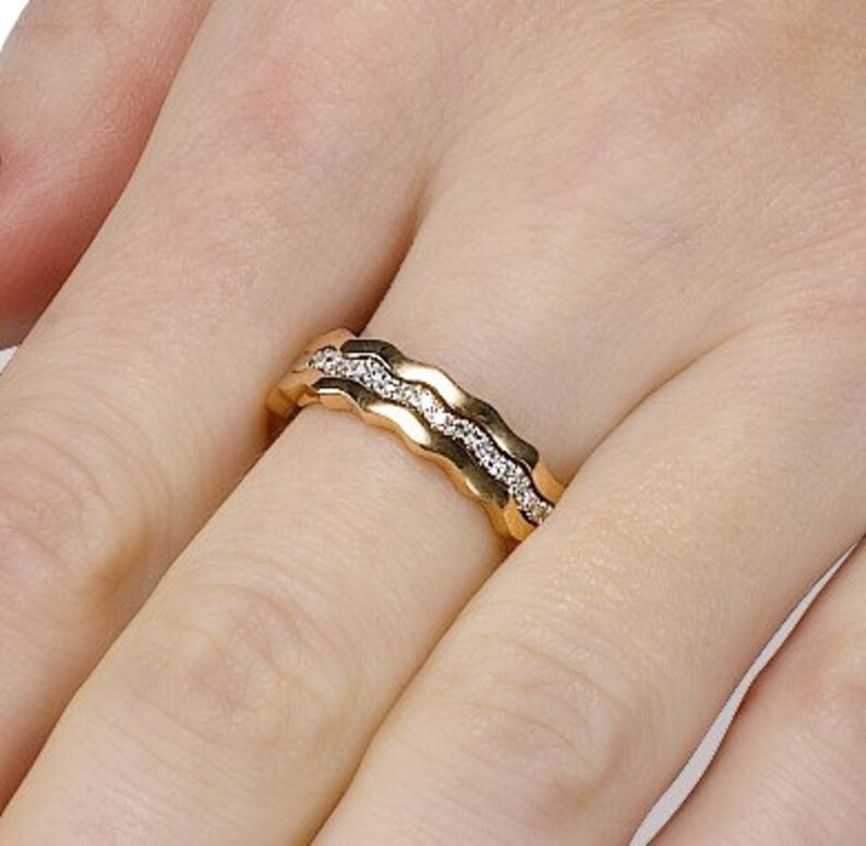 Diamonds rings 14k Gold Ring 14k White and Yellow Gold Ring Etsy