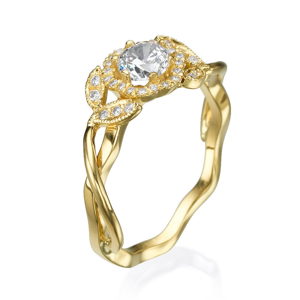 Flower Ring leaves ring Engagement Ring Diamond Ring Etsy