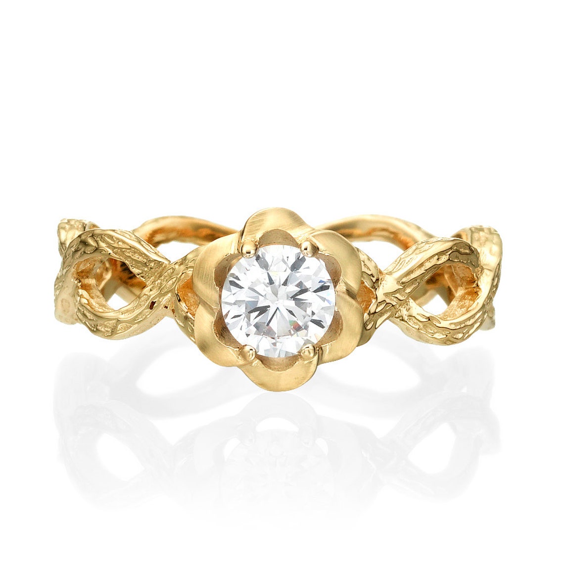 Flower Engagement Ring flower Ring Yellow Engagement Ring Etsy