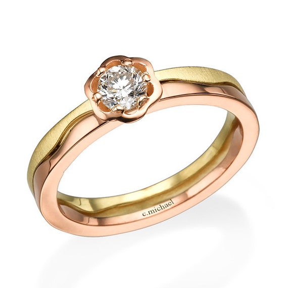 Flower Engagement Ring Rose Ring Engagement Ring Etsy
