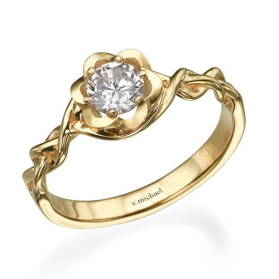 Flower Engagement Ring Flower Ring Yellow Engagement Ring Etsy