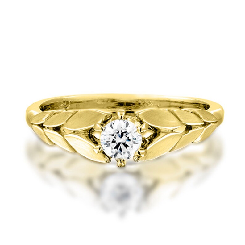 Yellow Engagement Ring Leaves Engagement Ring 14k yellow Etsy