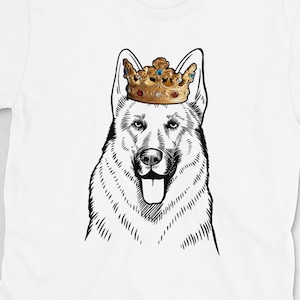 German Shepherd Shirt: German Shepherd Wearing Crown Short-Sleeve Unisex T-Shirt