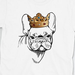 French Bulldog Shirt: French Bulldog Wearing Crown Short-Sleeve Unisex T-Shirt