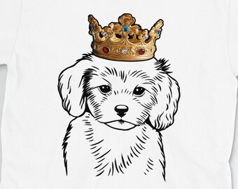Cavachon Shirt: Cavachon Wearing Crown Short-Sleeve Unisex T-Shirt